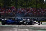 Carlos Sainz and Ollie Bearman spin around after colliding on lap 41 of the Italian GP - Source: Getty